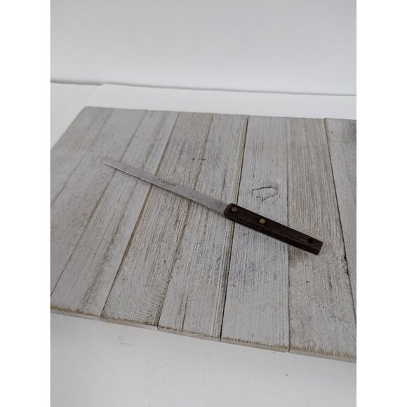 Vintage #2 Vernco 10 3/4" Bagel Carving Knife Bread Wood Handle Japan 7" Blade - Picture 1 of 7